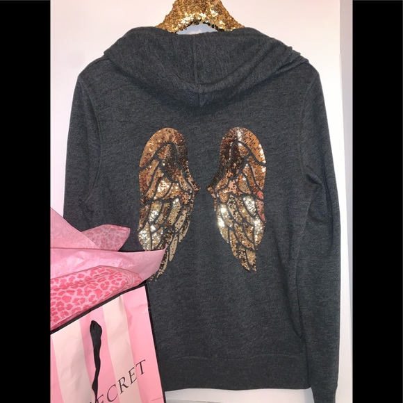 Victoria's Secret Tops - Victoria’s Secret ANGEL WINGS “Rare BLING” hoodie